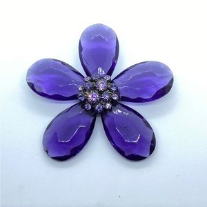 Vintage Large Purple Faux Amethyst Faceted Flower Aurora Borealis Center…
